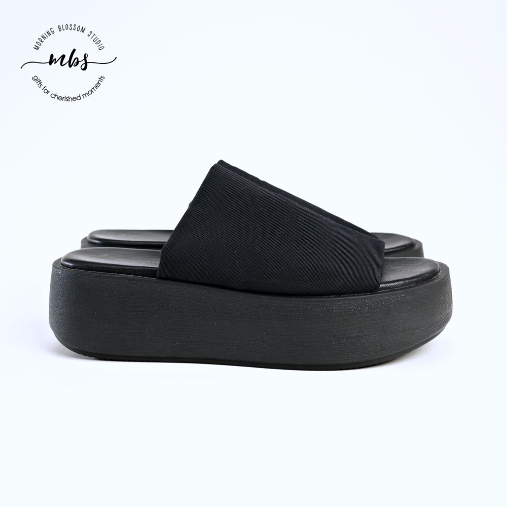 Anthropologie Open Toe Platform‎ Slip On Sandals Black Women EU 41 US 9.5